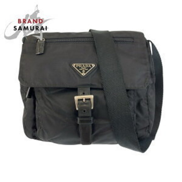 Prada triangular black nylon pouch Tessuto Shoulder Bag leather - Picture 1 of 9